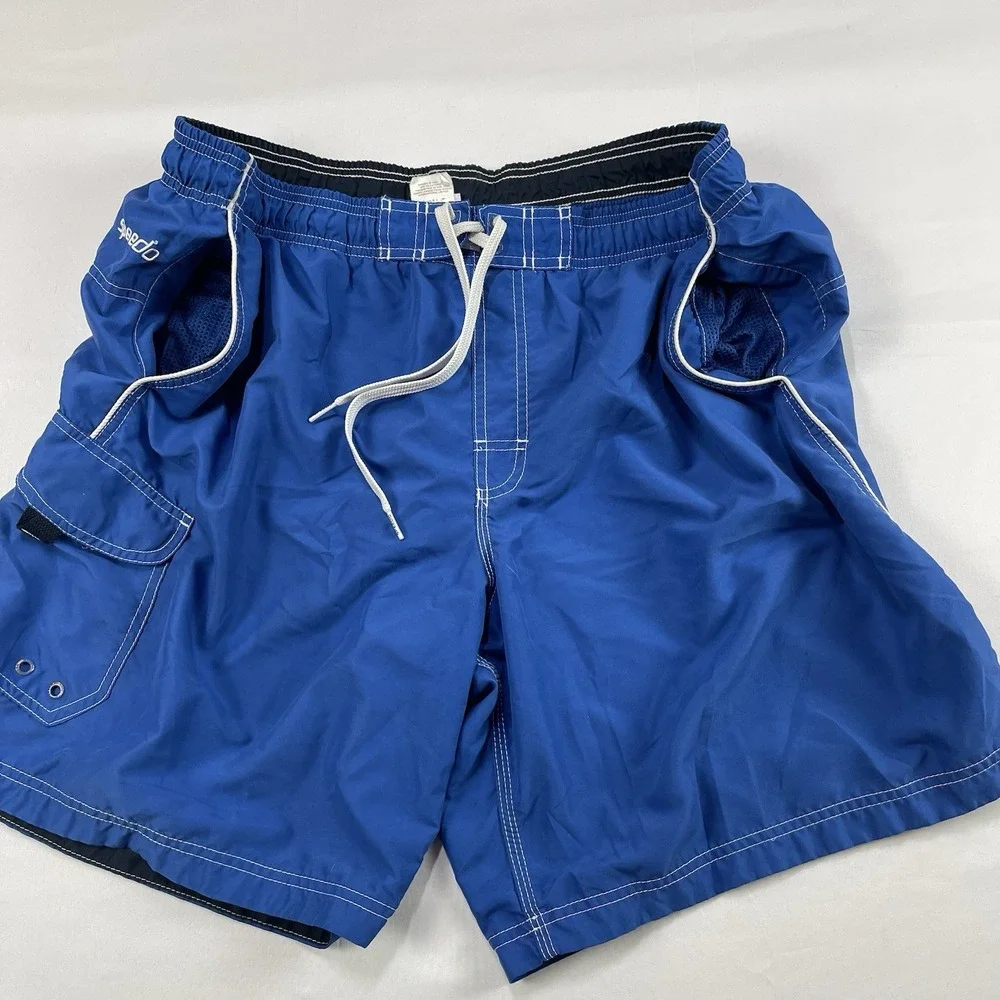 Speedo Swim Trunks Mens Size XL Blue Board Shorts Bathing Suit Lined